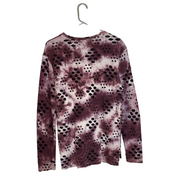 Hudson Outerwear  Womans Tie-Dye Distressed Long-Sleeve Shirt M Purple & Black - Picture 3 of 7